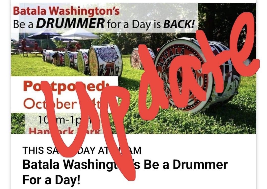 BatalaDC's tweet image. Unfortunately, it looks like the weather is not going to cooperate so we’re going to have to reschedule.
We’re coming up with a new plan – with a location that will work rain or shine.
Please watch for updates and thank you for your patience.
Batalá Hey!