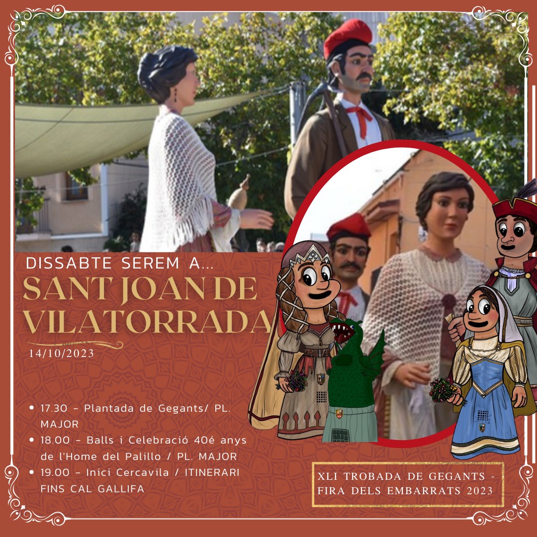 •• Dissabte visitem... 𝙎𝘼𝙉𝙏 𝙅𝙊𝘼𝙉 𝘿𝙀 𝙑𝙄𝙇𝘼𝙏𝙊𝙍𝙍𝘼𝘿𝘼 🧵🧶••

👉🏻 Aquest proper dissabte dia 14 d'octubre, després de 6 anys, tornarem a visitar la vila tèxtil de 𝙎𝙖𝙣𝙩 𝙅𝙤𝙖𝙣 𝙙𝙚 𝙑𝙞𝙡𝙖𝙩𝙤𝙧𝙧𝙖𝙙𝙖.

Us hi esperem! En tenim moltes ganes!