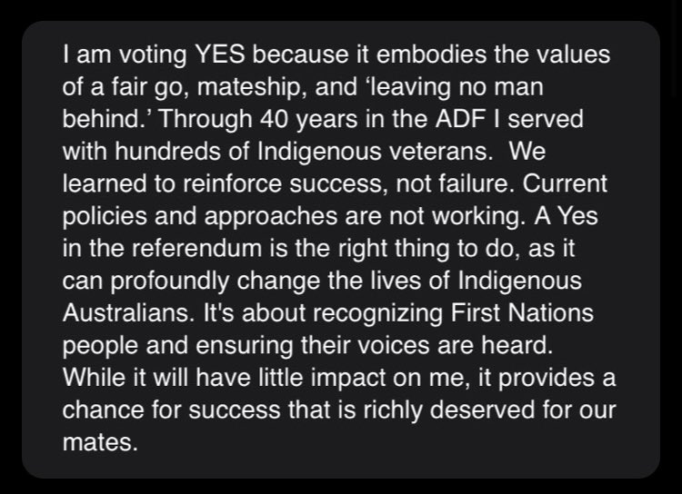 Raymartin55's tweet photo. I am voting yes.
A year in the Northern Territory and after 25 years in North Queensland has made it an easy choice.
For the Larrakia - Bindal-Wulgurukaba people, for all First Nations people and for my mates.
Their voices need to be truly heard.
#VoteYes100Words #VoteYes https://t.co/E2uaXcAZ4r