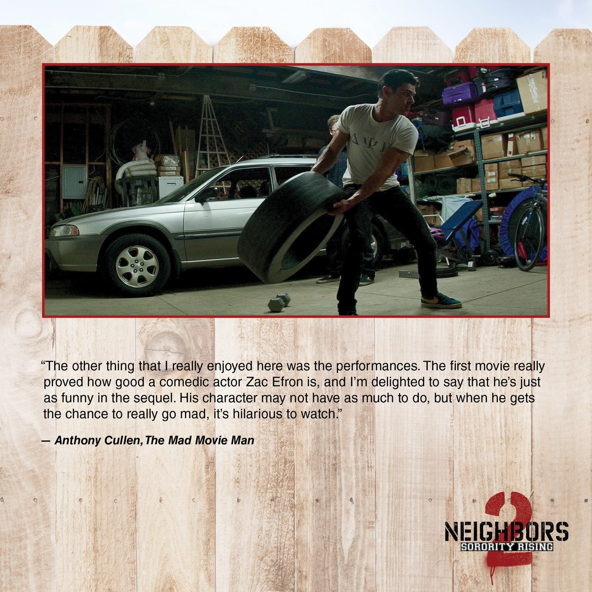NotableZacEfron's tweet photo. “The other thing that I really enjoyed here was the performances. The first movie really proved how good a comedic actor Zac Efron is, and I’m delighted to say that he’s just as funny in the sequel.”
#Neighbors2 #BadNeighbours2 #Neighbors2SororityRising #ZacEfron https://t.co/ZnDaiRugUn