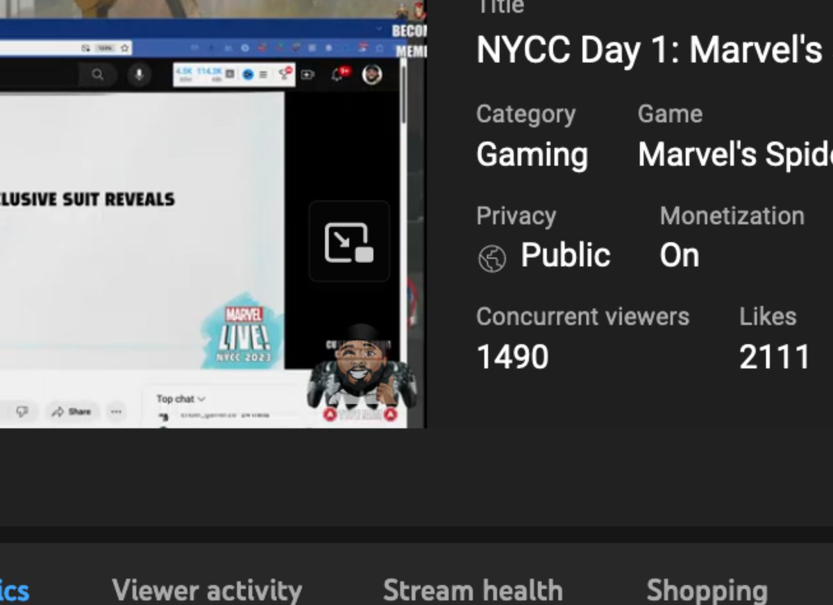 sadotthegamer's tweet photo. HUGE shoutout to everyone in #DuragNation who came to my livestream to check out New York Comic Con Day 1 and the Spider-Man 2 suit reveal.

We actually managed to surpass the official Marvel stream in both views and likes. You're all insane and I love you. https://t.co/ULxP6XWuxb