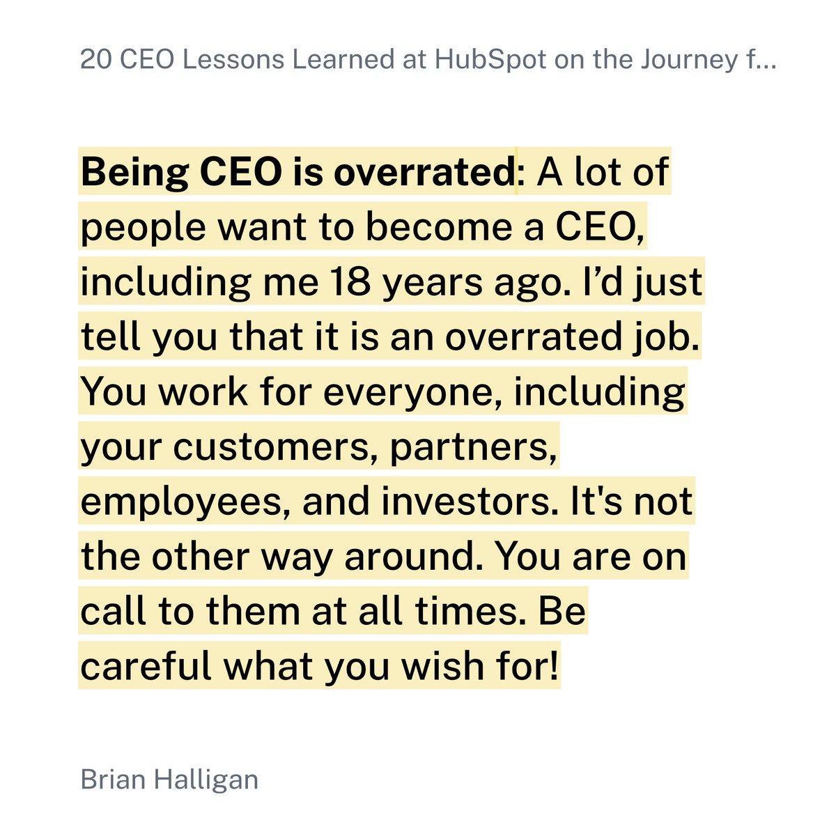 Amen! Great lessons from @bhalligan

linkedin.com/pulse/20-ceo-l…