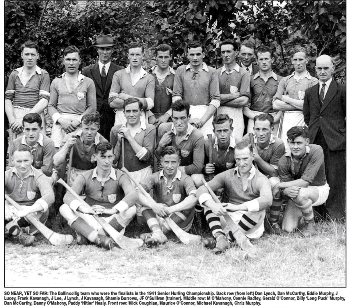 HurlingHistory's tweet photo. The Glen Rovers and Ballincollig teams which contested the @OfficialCorkGAA County Senior Hurling Championship Final at the old Cork Athletic Grounds on this day in 1941 #corkhurlinghistory 🟡🟢⚫️ ⚪️🟢 https://t.co/Us1doHlNG5