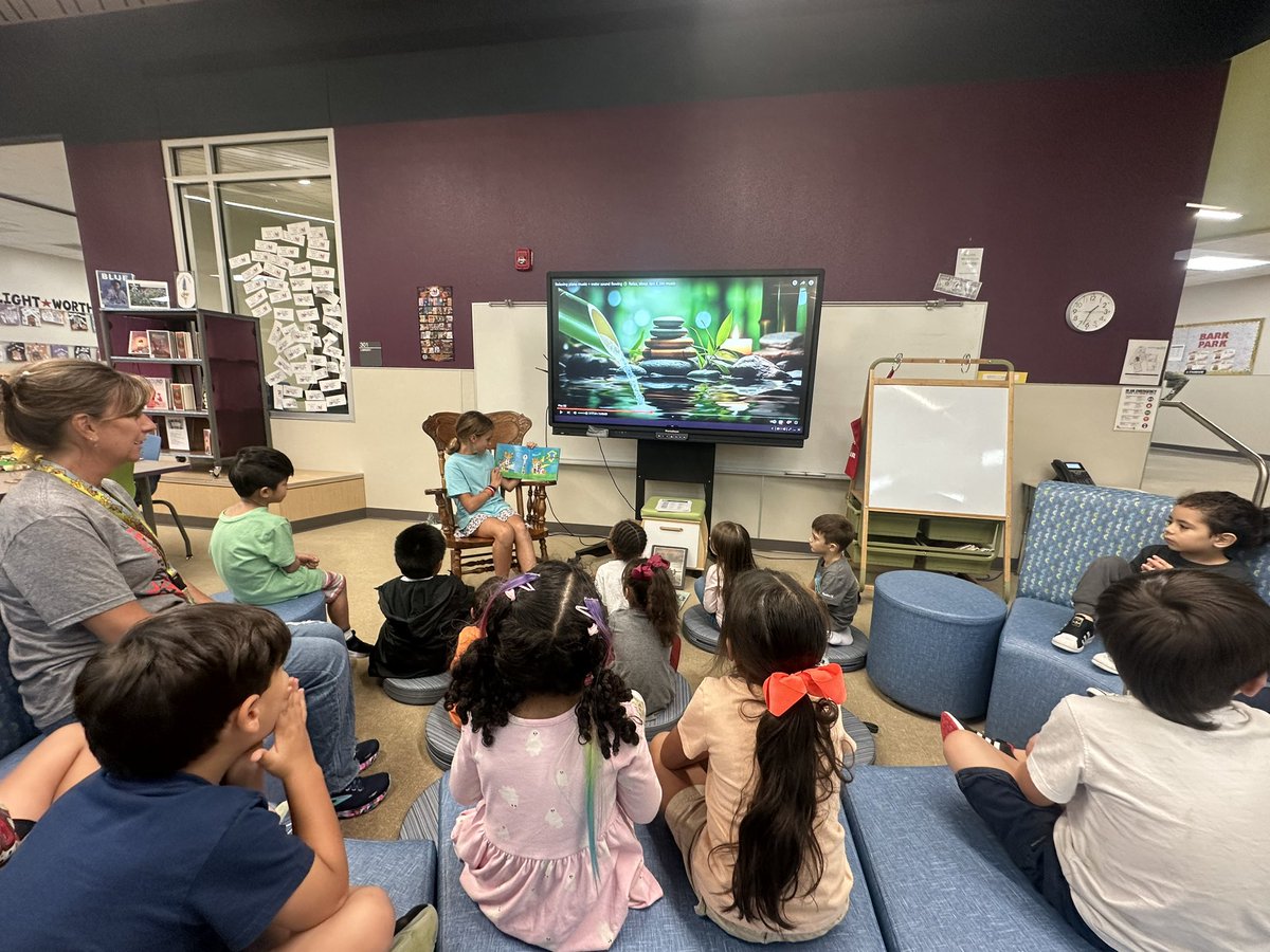 FSESPreK's tweet photo. We had a special friend reading us a book today in the library!! We sure loved hearing an older student reading to us! They listened so good! #leadersgrowreaders https://t.co/5qXAaPFURa
