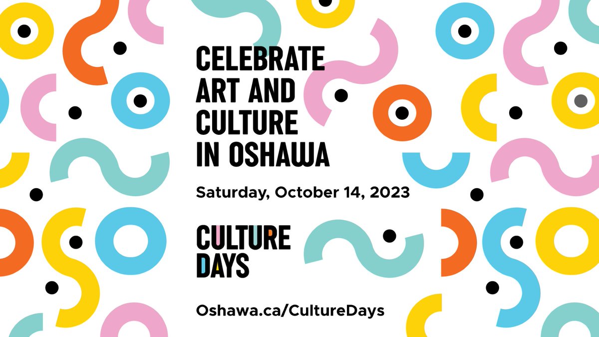 .<a href="/OshawaArtAssoc/">Oshawa Art Assoc</a> celebrate arts, culture and heritage on Saturday, October 14 at South Oshawa Community Centre from 11:30 a.m. to 4 p.m. Free drop-in arts, culture and heritage activities for all ages. 

Learn more Oshawa.ca/CultureDays