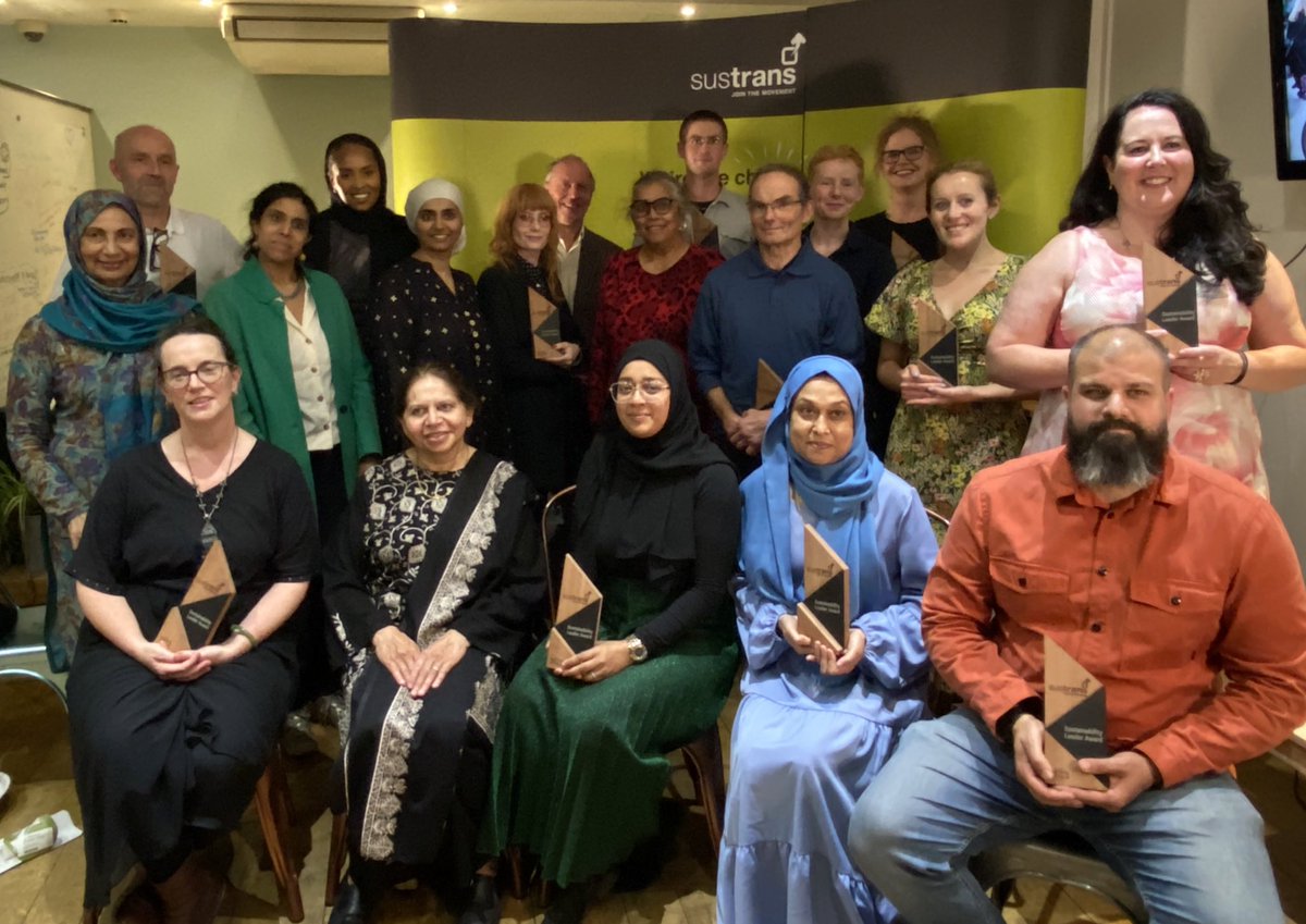 SustransLondon's tweet photo. Such a wonderful evening hearing from volunteers, business, schools, charities and a housing association - all doing their bit to make life better with active travel. We’ll share more about the winners over the coming days! #SustransAwards ❤️🙏 https://t.co/5LvbmwOref