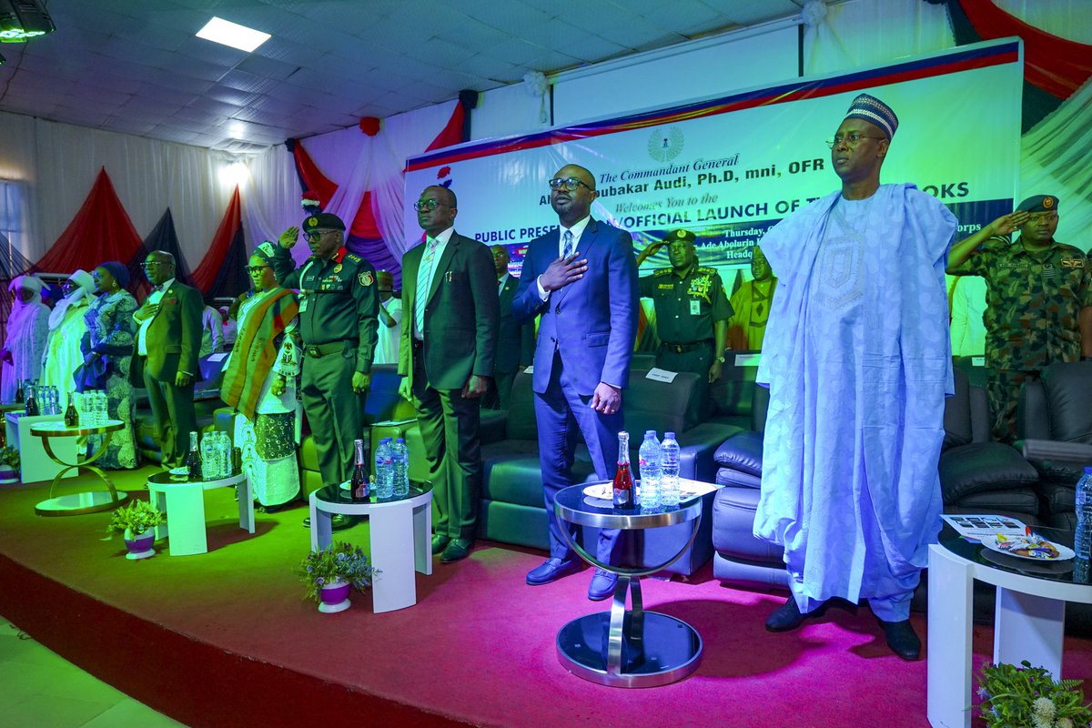 BTOofficial's tweet photo. I highlighted the importance of research in enhancing internal security at the launching of twelve books by the Commandant General of the @official_NSCDC, Ahmed Abubakar Audi at the headquarters of the Corps in Abuja today. https://t.co/VwajaLf1Ox