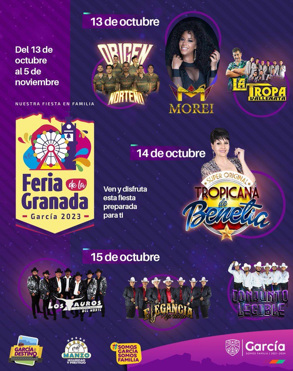 moreioficial's tweet photo. Listos para mañana en el gran inicio de la Feria de la Granada -Garcia 2023- 

Mucha música con una servidora y diversión para los niños en los Juegos Manzo

No se la pierdan! https://t.co/MctcILH1J2
