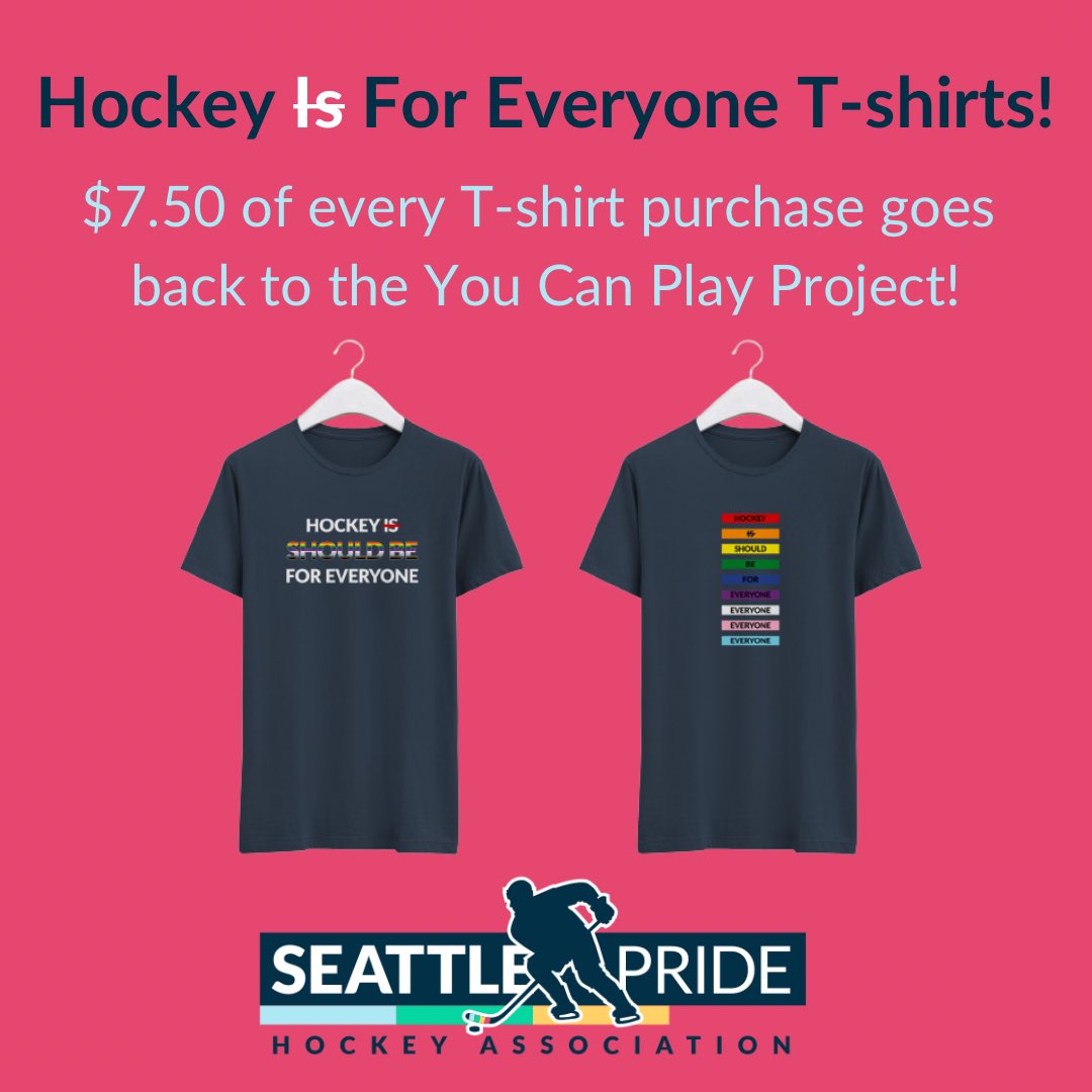 Introducing: Hockey Should Be For Everyone T-shirts! On sale now! For every T-shirt sold, HockeyWolf will donate $7.50 to the @youcanplayteam. To purchase: link in bio! #YouCanPlay #HockeyShouldBeForEveryone