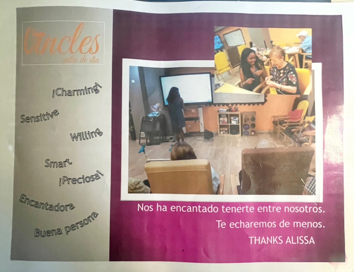 TheeAlissaB's tweet photo. Went back home to LI and noticed this picture on the fridge 🥹 Missing Centre de Dia Vincles and the lovely people I met there while living in Barcelona…so much warmth, joy, and laughter in one place ☺️ #centredediavincles #seniorcenterlove #loyaltytoourelderly 🤍 https://t.co/xeYzhxV2Mo