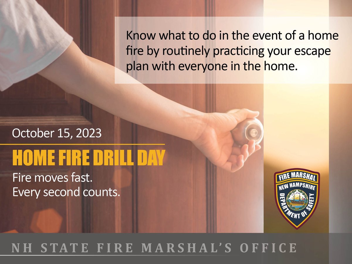 A #HomeFireDrill should be as close to real as possible. Include #SmokeAlarms in the exercise by pushing the test button. Once the smoke alarm sounds, know where to go; #2waysout of every room and a safe #meetingplace outside. #NHFMO #beprepared