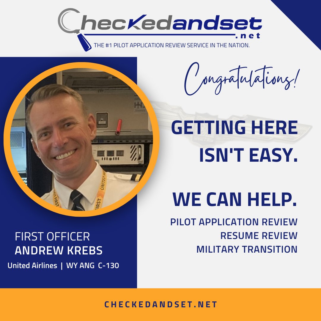 CheckedAndSet's tweet image. Congratulations, Andrew!

Getting to @united isn’t easy.
We can help.

Schedule your consultation today.

#aviationjobs #pilotjob #aviationcareer #pilot #military #armedforces
#checkedandset