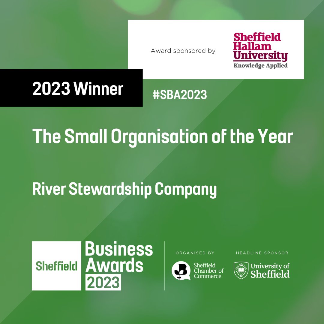 sheffchamber's tweet photo. 🌈 Hats off to @RiverStewards crowned with the Small Organisation of the Year, sponsored by @sheffhallamuni. Their impact on the industry is immeasurable, and tonight, we honor their exceptional achievements! 🌟 #SBA2023 https://t.co/Z25kBrlR8p