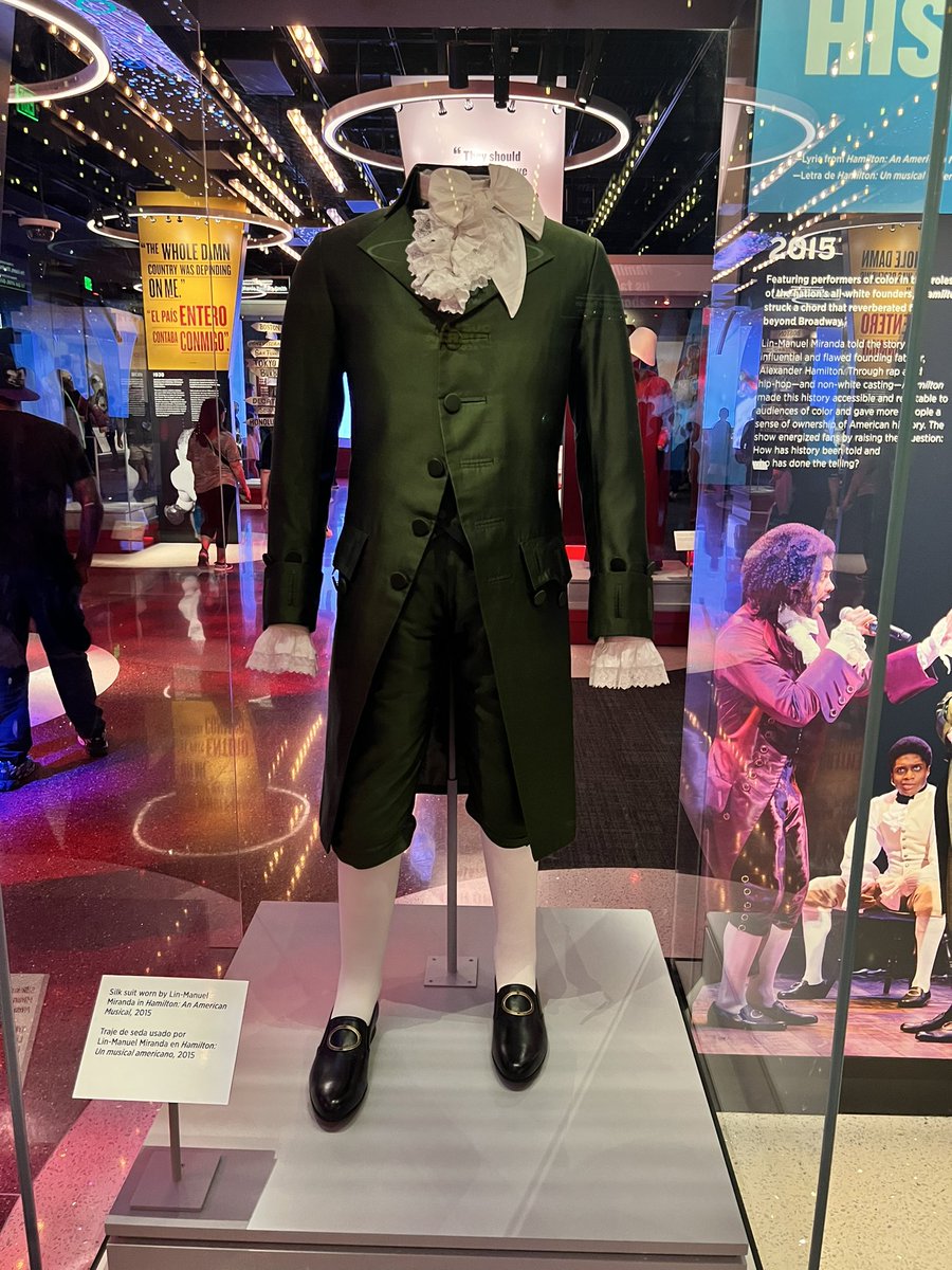 HyattsDCbus2's tweet photo. Hall of American Culture at the Museum of American History.   This is the suit from Hamilton! #HyattsDC2023 https://t.co/oXTp0X30er
