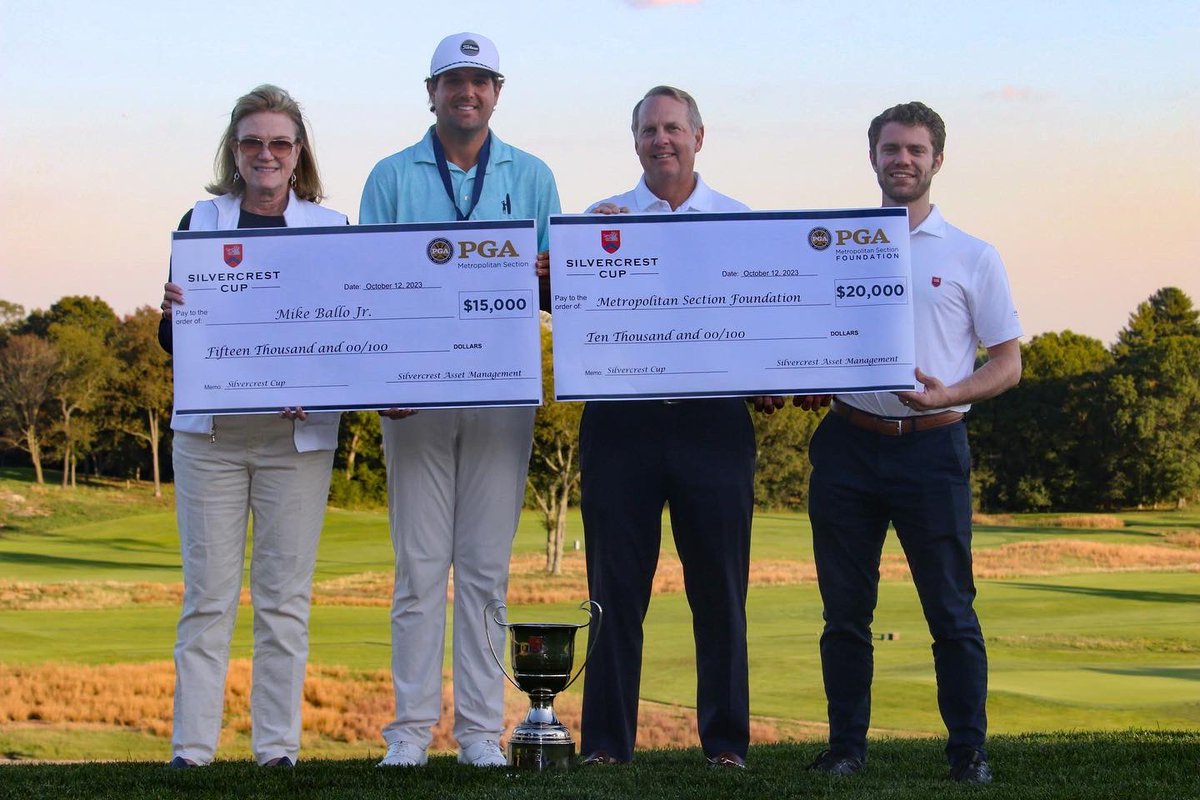 MetFoundation's tweet photo. With his playoff victory in the 2nd Annual Silvercrest Cup, Mike Ballo Jr. of Westchester CC adds another Met PGA title to his career! 

Thank you to tournament sponsor,  @silvercrestgrp for their continued support of our Professionals, Amateurs, and the Met PGA Foundation! https://t.co/OcEHil1YZf