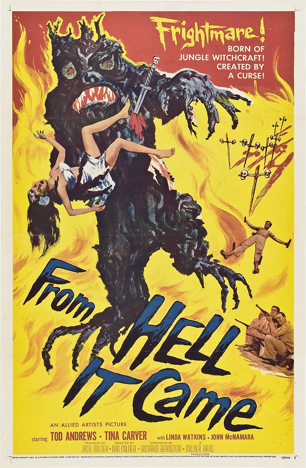 preachzilla's tweet photo. #Shocktober Day 12, Film 2:
#FromHellItCame
Damn, Treebeard must've fallen on some bad times, going around killing folks and kidnapping young women! Bad Treebeard! Bad!
A prince of some south seas island is buried alive in a tree stump (!) for the murder of his father https://t.co/rVrDZyglML