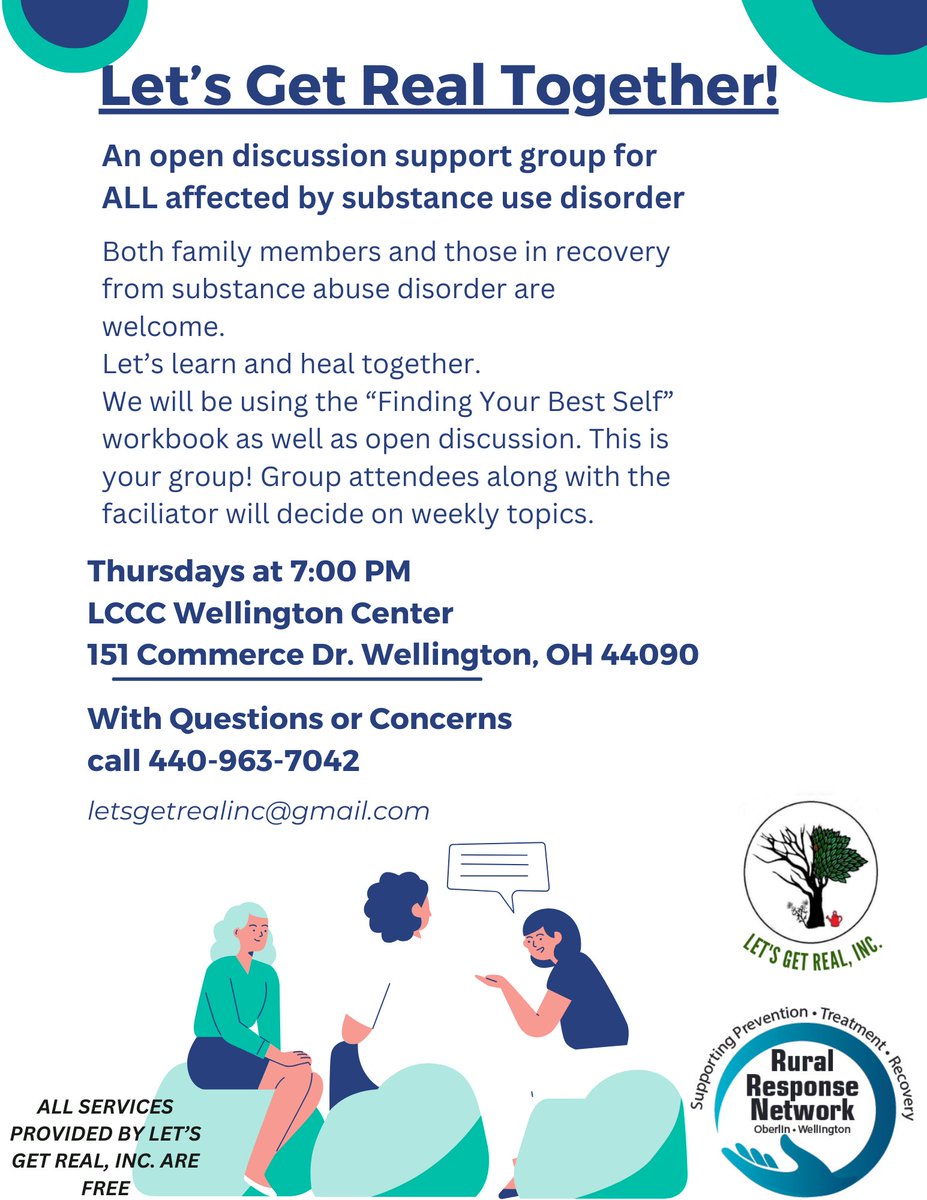 LCCCWellington's tweet photo. Starting October 19th, a support group for all affected by substance abuse disorder will be meeting from 7-8pm. This group will meet every Thursday and is free with no sign-up required. https://t.co/RjaiU1rTpO