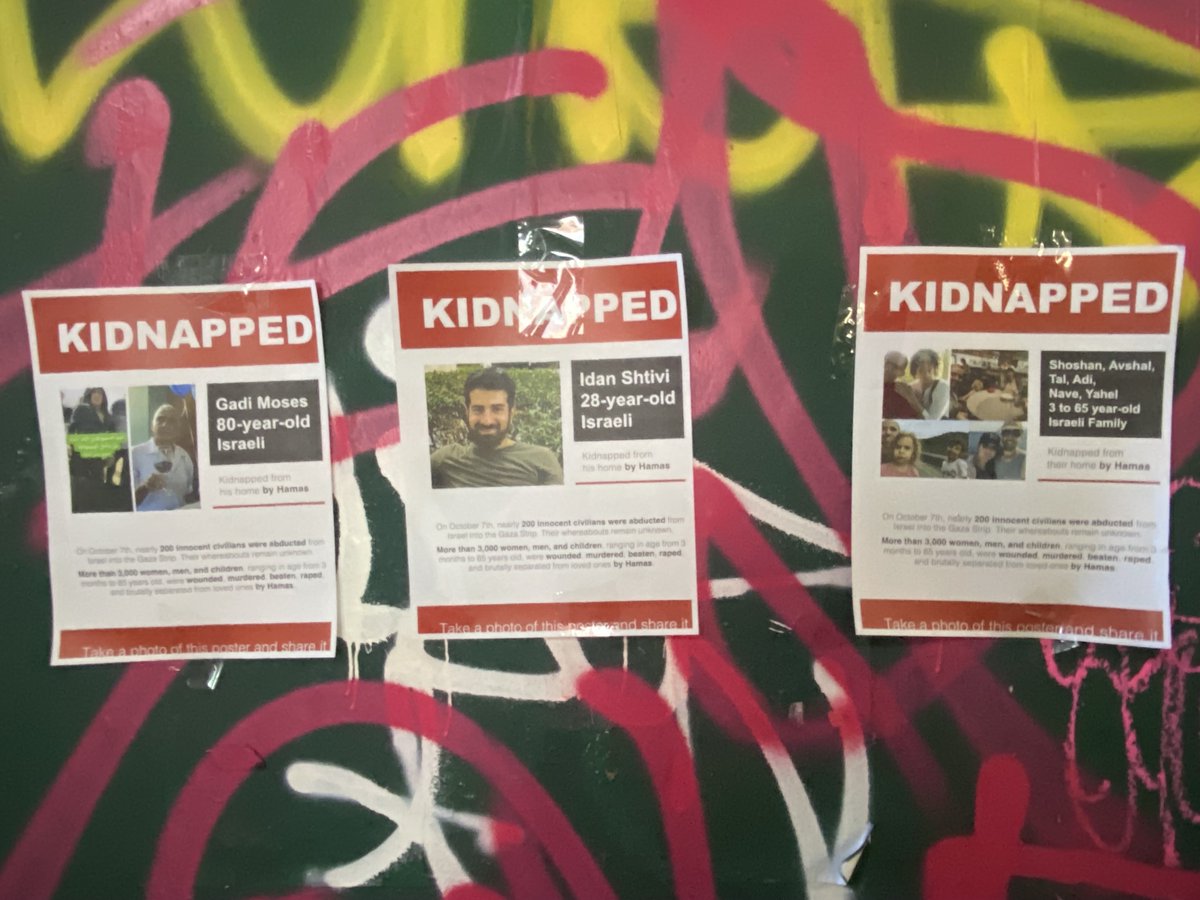 KIDNAPPED: Posters with Israelis abducted by Hamas during last