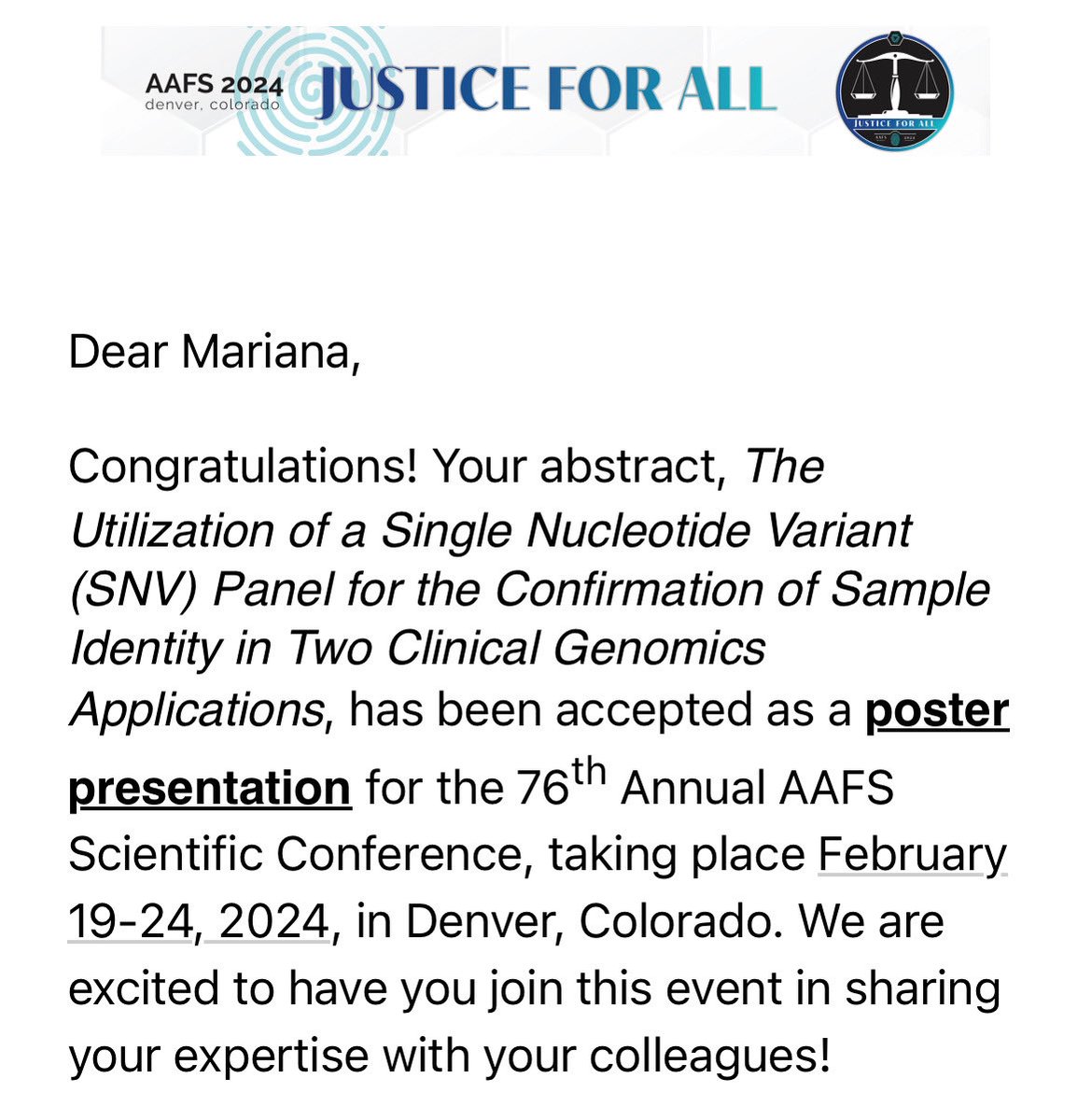 Congratulations to our PGY-4 and chief resident @rianavoudouri for her abstract acceptance and future poster presentation @The_AAFS #4n6 #forensicpath #PathTwitter #aafs24