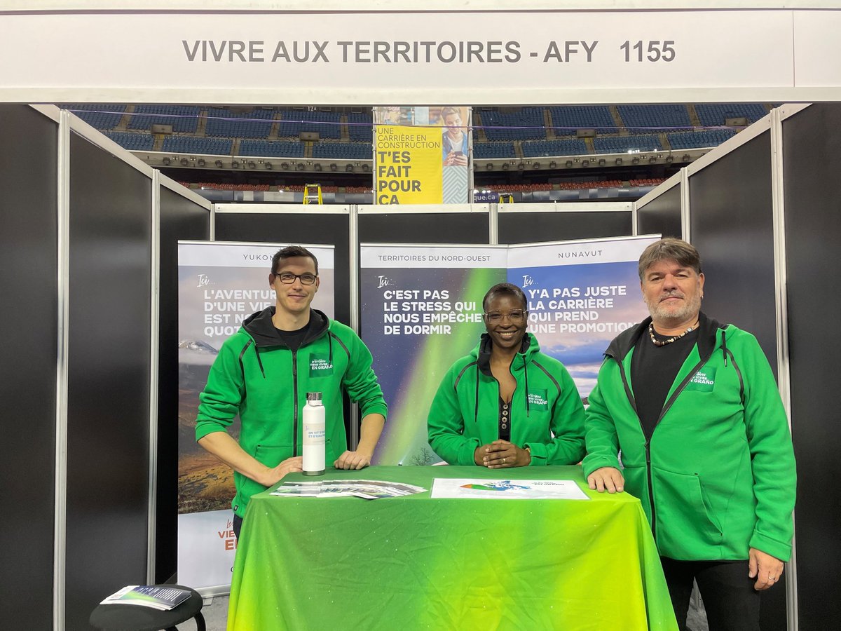 Le CDÉTNO est à la Foire nationale de l'emploi de Montréal qui se termine vendredi à 17h.  #Stand1155 #emploi #NWT
CDÉTNO is participating in the National Job Fair in Montreal, which will end on Friday at 5:00 p.m.  #Stand1155 #Stand1155 #emploi #NWT