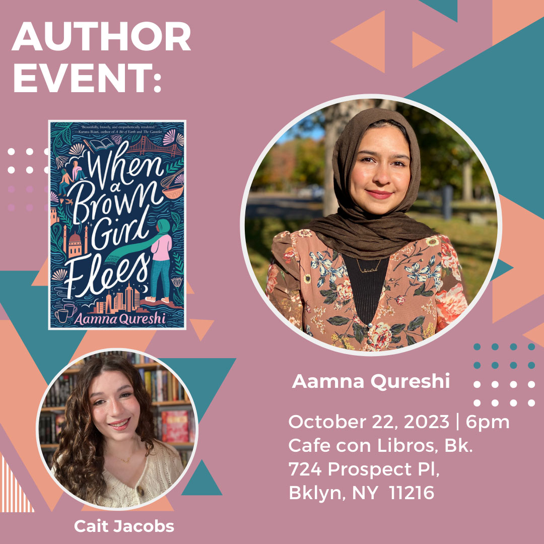 LEEandLOW's tweet photo. Calling all Brooklyn, NY readers!📚 When a Brown Girl Flees author @aamnaqureshi_  will be in conversation with @caitsbooks next Sunday, October 22 at Cafe con Libros, Bk at 6 PM!✨

➡️Make sure to reserve your seat by registering today: https://t.co/J3W8qJ1qoQ https://t.co/BVXKRjUI5l