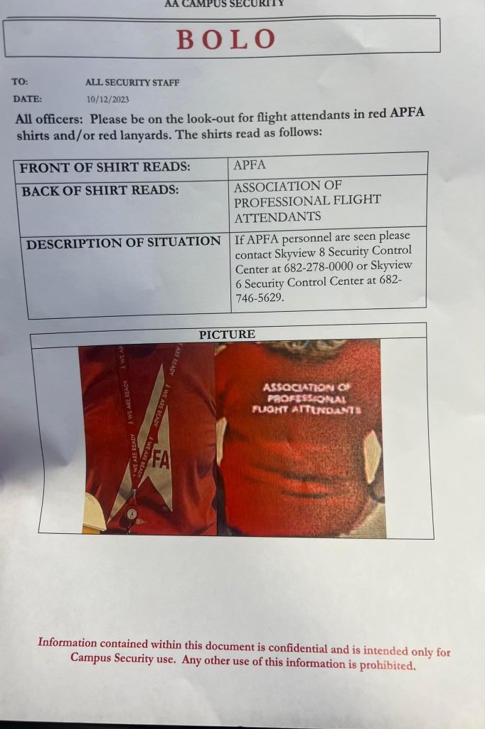 Your Mom (@urmomdotgov) on Twitter photo Funny how <a href="/AmericanAir/">americanair</a> wonāt allow their flight attendants to wear their <a href="/APFAunity/">Association of Professional Flight Attendants</a> shirts or lanyards AA headquartersā¦Wonder what the <a href="/USDOL/">U.S. Department of Labor</a> and <a href="/NLRB/">NLRB</a> would think of these anti-union and union busting techniques during contract negotiations Funny how <a href="/AmericanAir/">americanair</a> wonāt allow their flight attendants to wear their <a href="/APFAunity/">Association of Professional Flight Attendants</a> shirts or lanyards AA headquartersā¦Wonder what the <a href="/USDOL/">U.S. Department of Labor</a> and <a href="/NLRB/">NLRB</a> would think of these anti-union and union busting techniques during contract negotiations