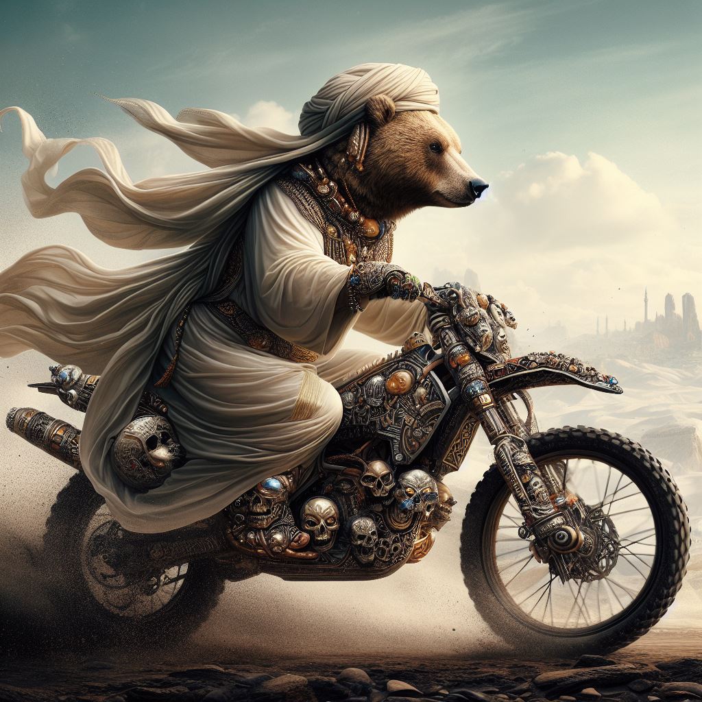 FatTony777777's tweet photo. #OGBears, #BearArt
This sheikh is stirring up some dust with his dirt bike!
Inspired by @ogbearsNFT sheikh bear and Motopaws game.
https://t.co/NeMCEqgmDk https://t.co/BPaJvUlWWL