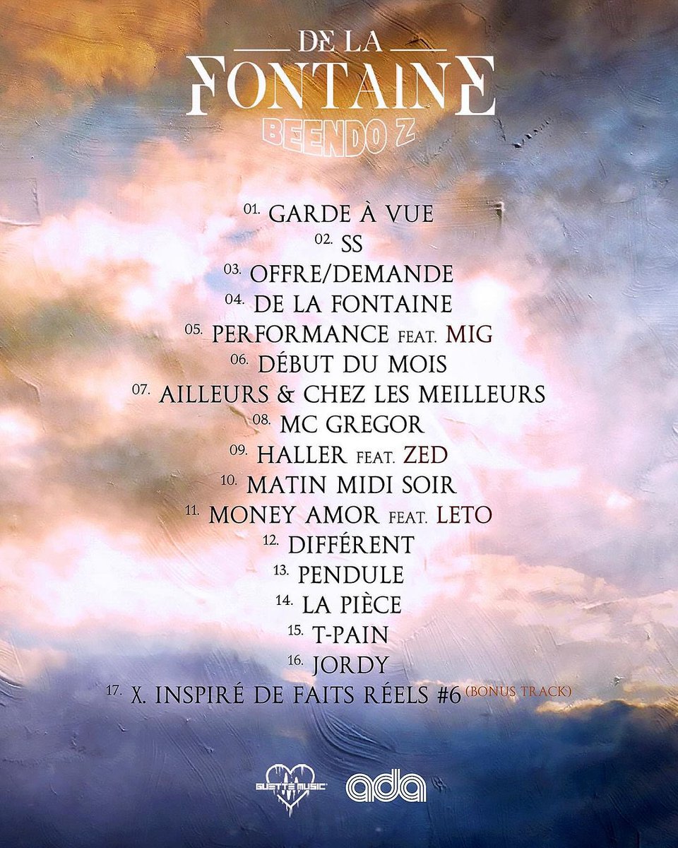 SKBnueve_'s tweet photo. J’ai le plaisir de vous annoncer d’être sur le dernier projet de @BeendoZarzis :
« De La Fontaine »

Track 09 - Haller ft. @Zed13B 

S/o @23diezz et @guette_music / @adamusicfr pour la confiance. 📟 https://t.co/Lu7UhHr9qi
