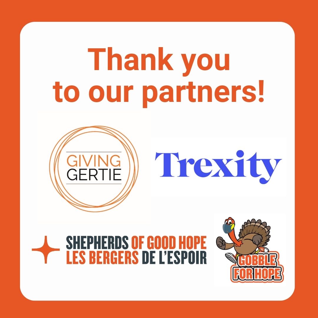 Big thanks to our partners who help us make #GobbleforHope happen!!! @GivingGertie provided their bags to share and @Trexityapp delivered meals.