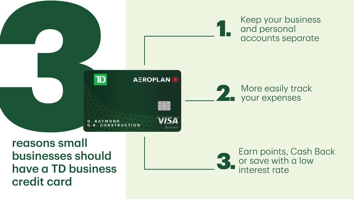 TD_Canada's tweet photo. Business credit cards can be a powerful financial tool for small business owners. Learn why here: https://t.co/oZPFPdsEjD https://t.co/KVxSHOl1dQ
