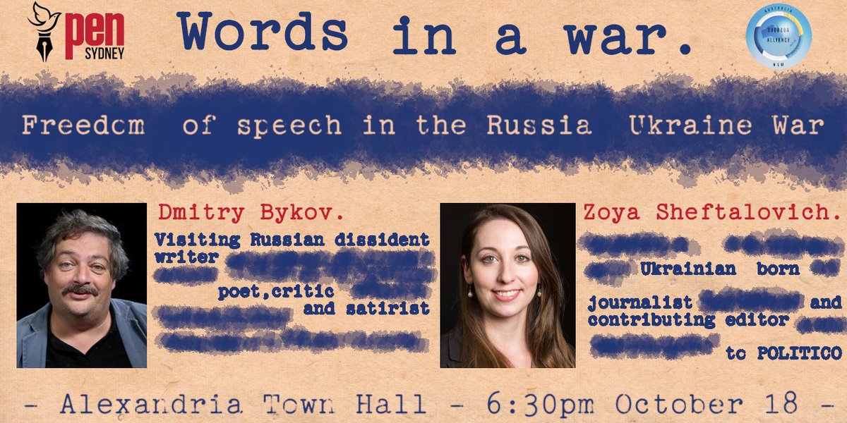 Join us this Wed night for a great conversation about freedom of speech in the Russia Ukraine war. pen.org.au/event/words-in…