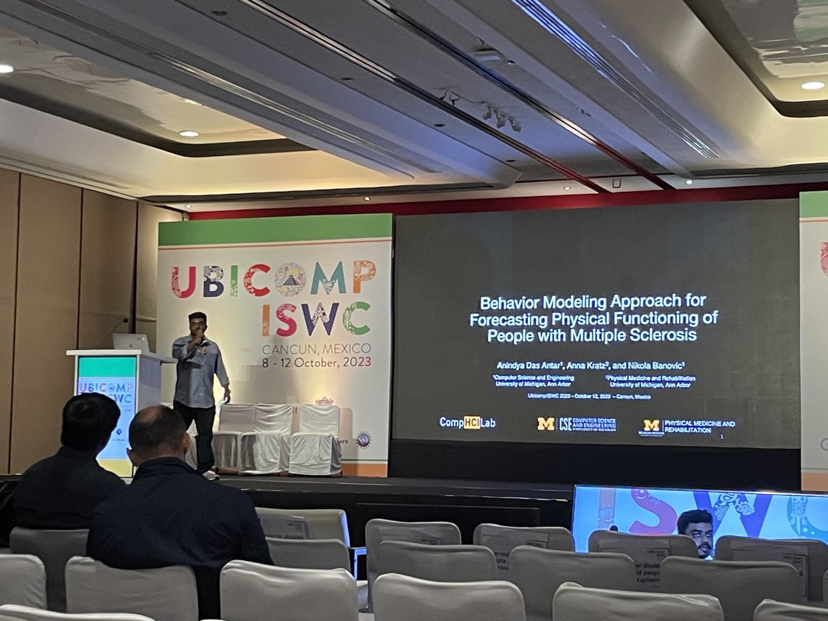 Computational HCI Lab (@comphcilab) on Twitter photo At #Ubicomp2023, <a href="/AntarAnindya/">Anindya Das Antar</a> presented a computational behavior model that forecasts end-of-day physical functioning of people with Multiple Sclerosis (MS) to support timely behavior-based clinical interventions. Work with Anna Kratz and <a href="/nikola_banovic/">Nikola Banovic</a>. doi.org/10.1145/3580887 At #Ubicomp2023, <a href="/AntarAnindya/">Anindya Das Antar</a> presented a computational behavior model that forecasts end-of-day physical functioning of people with Multiple Sclerosis (MS) to support timely behavior-based clinical interventions. Work with Anna Kratz and <a href="/nikola_banovic/">Nikola Banovic</a>. doi.org/10.1145/3580887