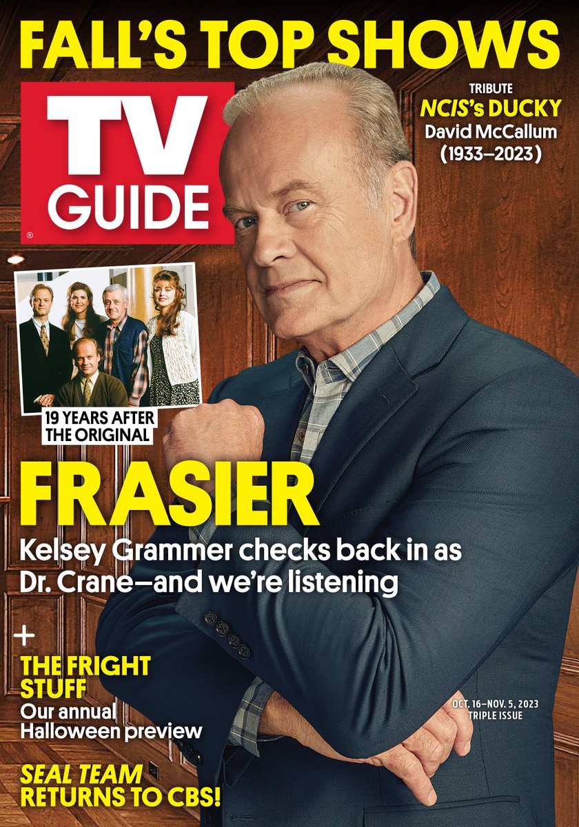 #Frasier is back, and on the cover of the next issue of TV Guide Magazine. Plus, a tribute to David McCallum, #SEALTeam, and more