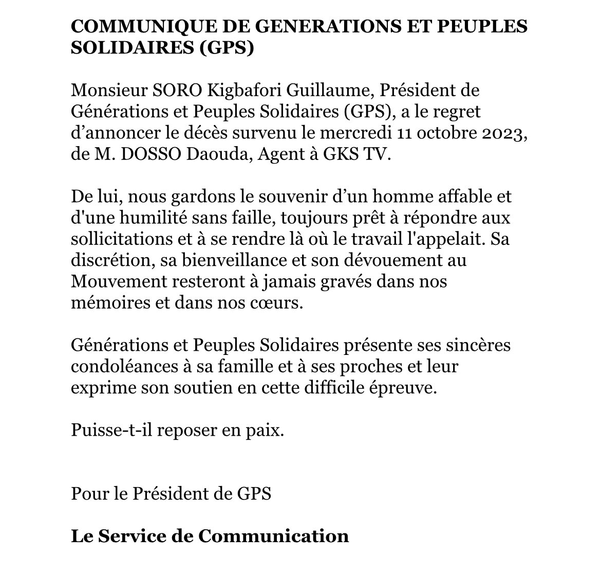 Guillaume K. Soro tweet media
