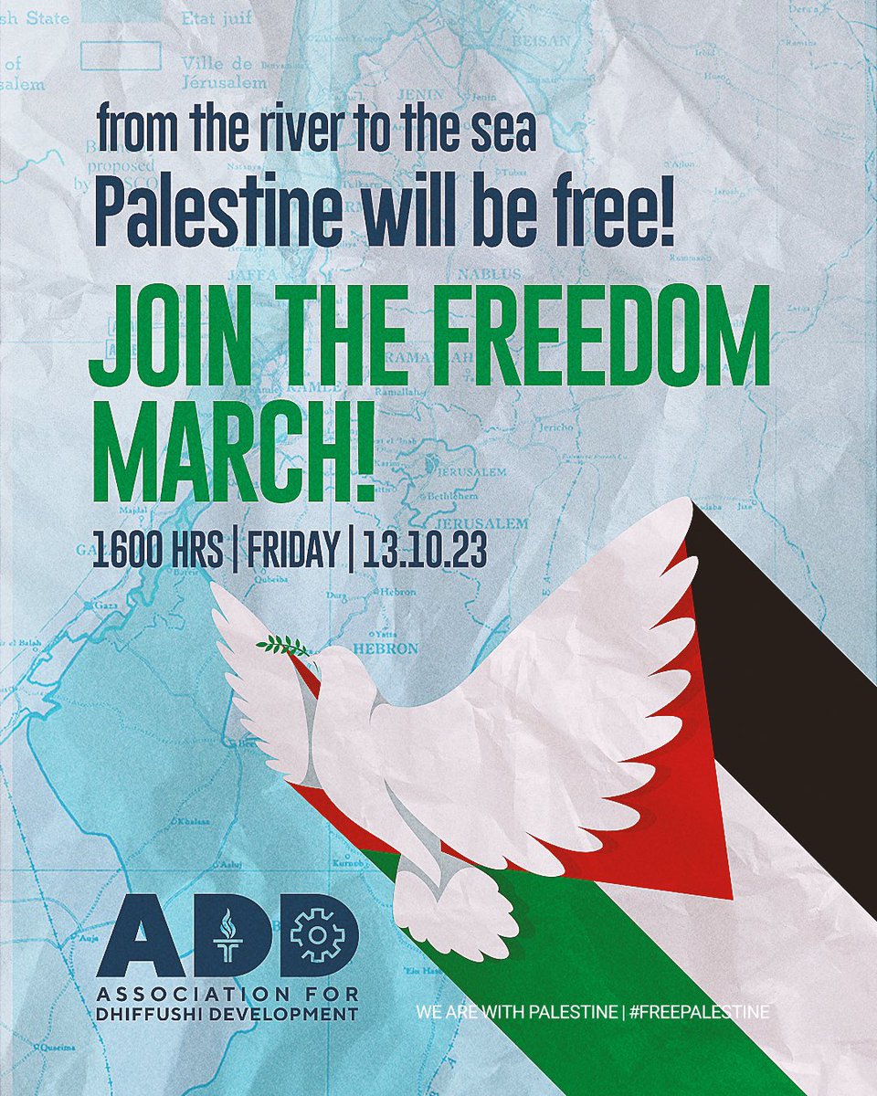 ADDhiffushi's tweet photo. We at @ADDhiffushi strongly condemn the Israeli occupation’s indiscriminate military attacks and the airstrikes against the Palestinian people.
#Dhiffushi #DhiffushiWithPalestine
#SaveGaza #FreePalestine #ADDhiffushi #ADDawares #Maldives #MaldivesWithPalestine https://t.co/nIgXiQ17V3