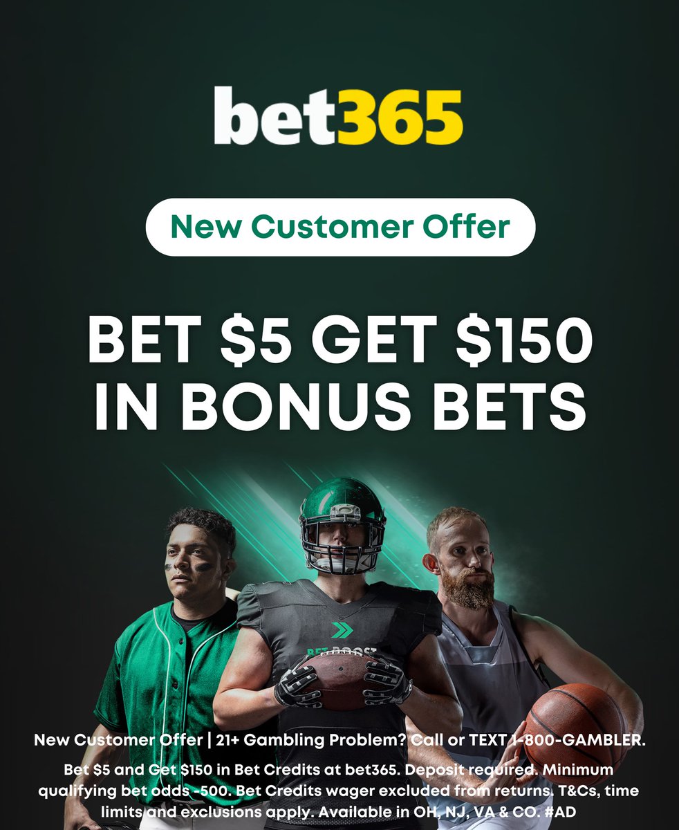 CodyBrownBets's tweet image. In case anyone hasn’t claimed this yet…

🎁 BET $5, GET $150
👉🏼 bit.ly/Claim-365

Join bet365 using the link above and you can choose the above offer or a safety net first bet up to $1000.

I’d be grabbing those $150 bonus bets ahead of Sunday.

21+, gamble responsibly.