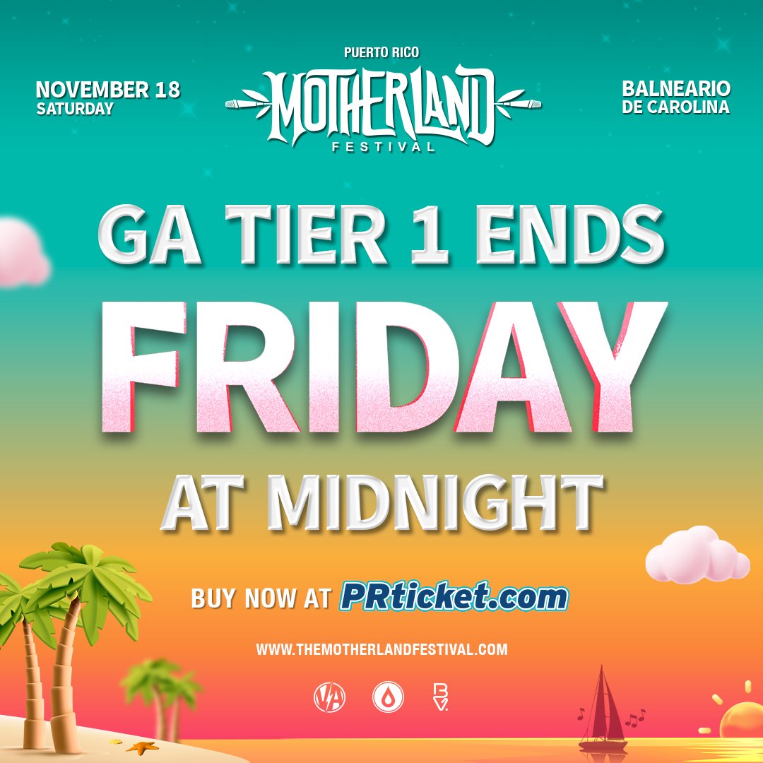 The clock is ticking, GA Tier 1 termina mañana a la medianoche. ¡Consigue tus boletos ahora! 🔥
hive.co/l/motherlandm