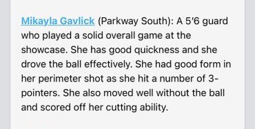 mikaylagavlick's tweet photo. Thank you so much for the write up! Looking forward to the next showcase! @PGHMissouri @fhladyvikingbb https://t.co/sN2L4ZSTjx