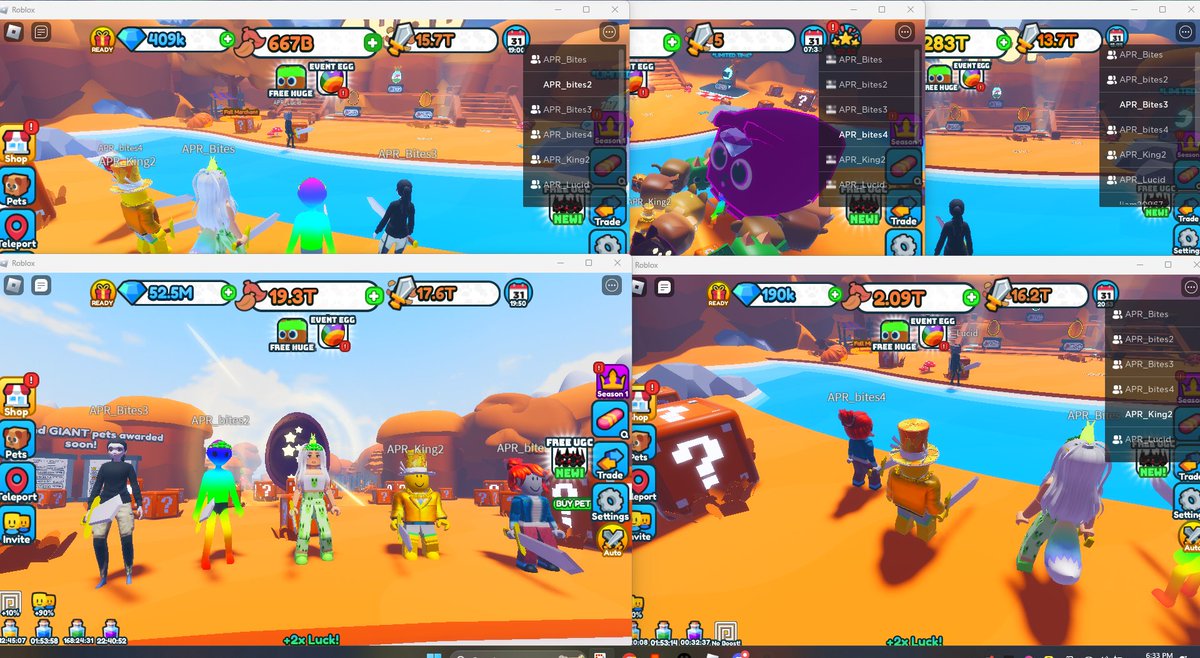 bitesizedstar1's tweet photo. LOOK, it's me and my alts 👀
I cant say i dont like Lucky Block Legends, I'd be lying if I did 😂😵😁👌 for those that haven't tried this game, you should, it is a blast and sooo many chances for a huge or giant pet !! 

#luckybocklegends #ctrlgames #Roblox https://t.co/Zv4GYQbqh0