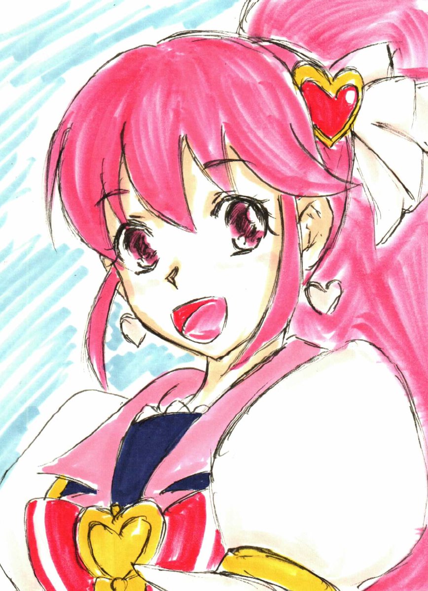 プリキュア「#プリキュア版深夜の真剣お絵描き60分一本勝負寝起き遅刻参加、お題「ハピプリ」か」|沖庵のイラスト
