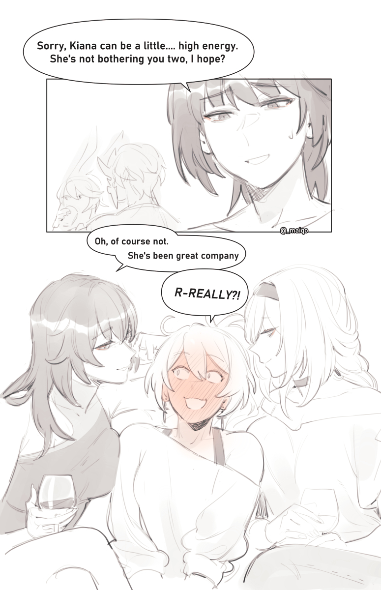 「kiana gets cornered by cougars 😔」maiqoの漫画