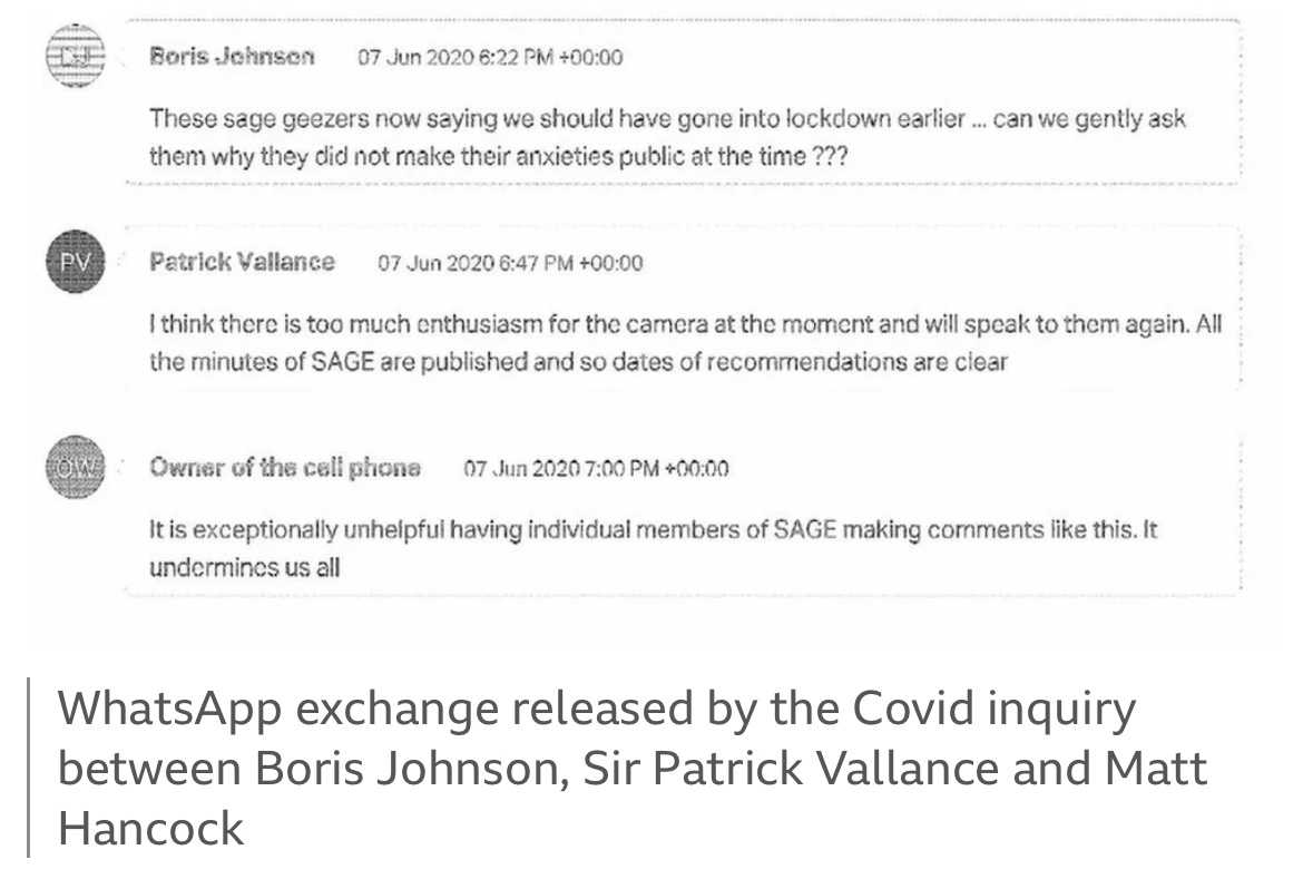This is an extraordinary exchange in the summer of 2020.

The CSA seemingly suggesting he will suggest scientific advisers speak less in public.

No wonder people were worried about the independence of the scientific advisors advising the government.