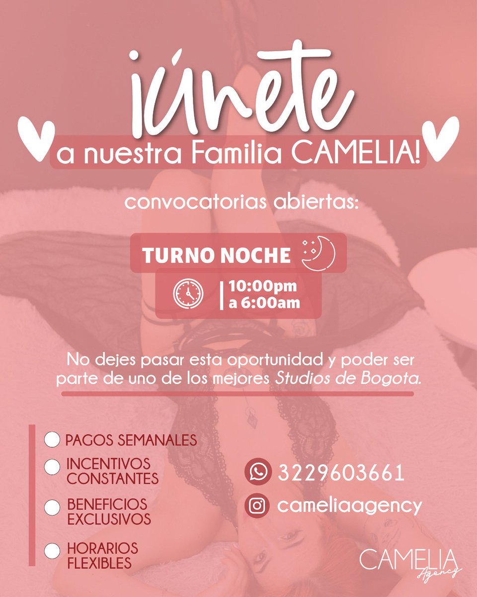 CameliaAgency's tweet photo. Únete a nuestro gran equipo CAMELIA
#Bogota #modelo #Studio https://t.co/tYLHi02qqC