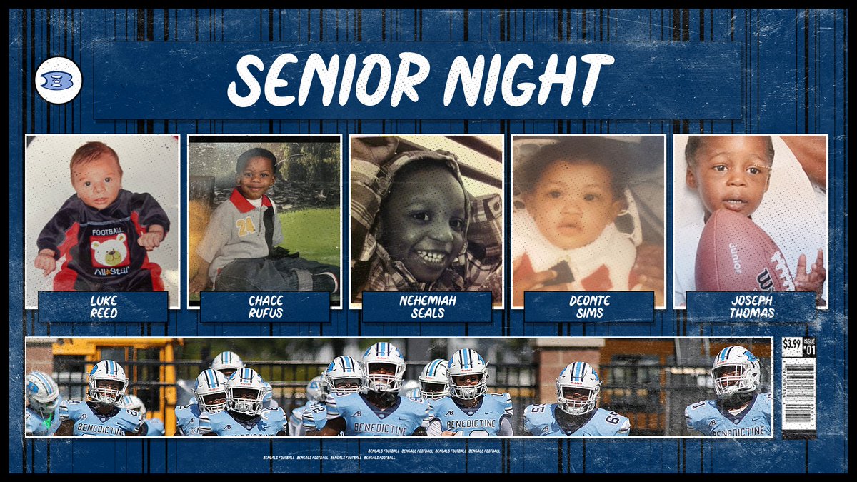 Benedictine Sports (@bene_athletics) on Twitter photo Come out tomorrow night and support our
<a href="/BeneBengalsFB/">Benedictine Bengals Football</a> Seniors!!!- Part 2
<a href="/lukeereed4/">Luke Reed ⭐️</a>
<a href="/chace_rufus/">Chace Rufus</a>
<a href="/nehemiah_ss/">Nehemiah Seals</a>
<a href="/deonte_sims/">Deonte Sims</a>
Joseph Thomas
<a href="/BenedictineHS/">BenedictineHS</a> Come out tomorrow night and support our
<a href="/BeneBengalsFB/">Benedictine Bengals Football</a> Seniors!!!- Part 2
<a href="/lukeereed4/">Luke Reed ⭐️</a>
<a href="/chace_rufus/">Chace Rufus</a>
<a href="/nehemiah_ss/">Nehemiah Seals</a>
<a href="/deonte_sims/">Deonte Sims</a>
Joseph Thomas
<a href="/BenedictineHS/">BenedictineHS</a>