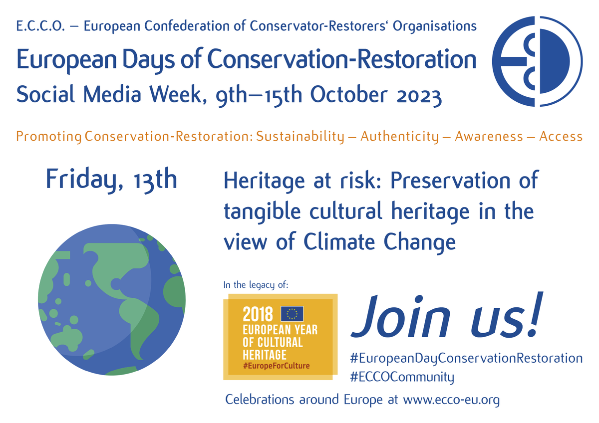conservatorsnet's tweet image. In focus today: "Heritage at risk: Preservation of tangible cultural heritage in the view of #ClimateChange."
Despite all the efforts of #conservators, #restorers and monument conservators, our #culturalheritage remains under threat.🏛️🌍 
#EuropeanDaysConservationRestoration