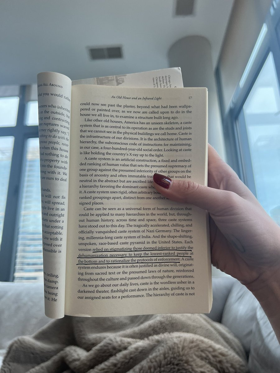 Caste by @Isabelwilkerson “Each relied on stigmatizing those deemed inferior to justify the dehumanization necessary to keep the lowest-ranked people at the bottom and to rationalize the protocols of enforcement.” … justify dehumanization … rationalize enforcement