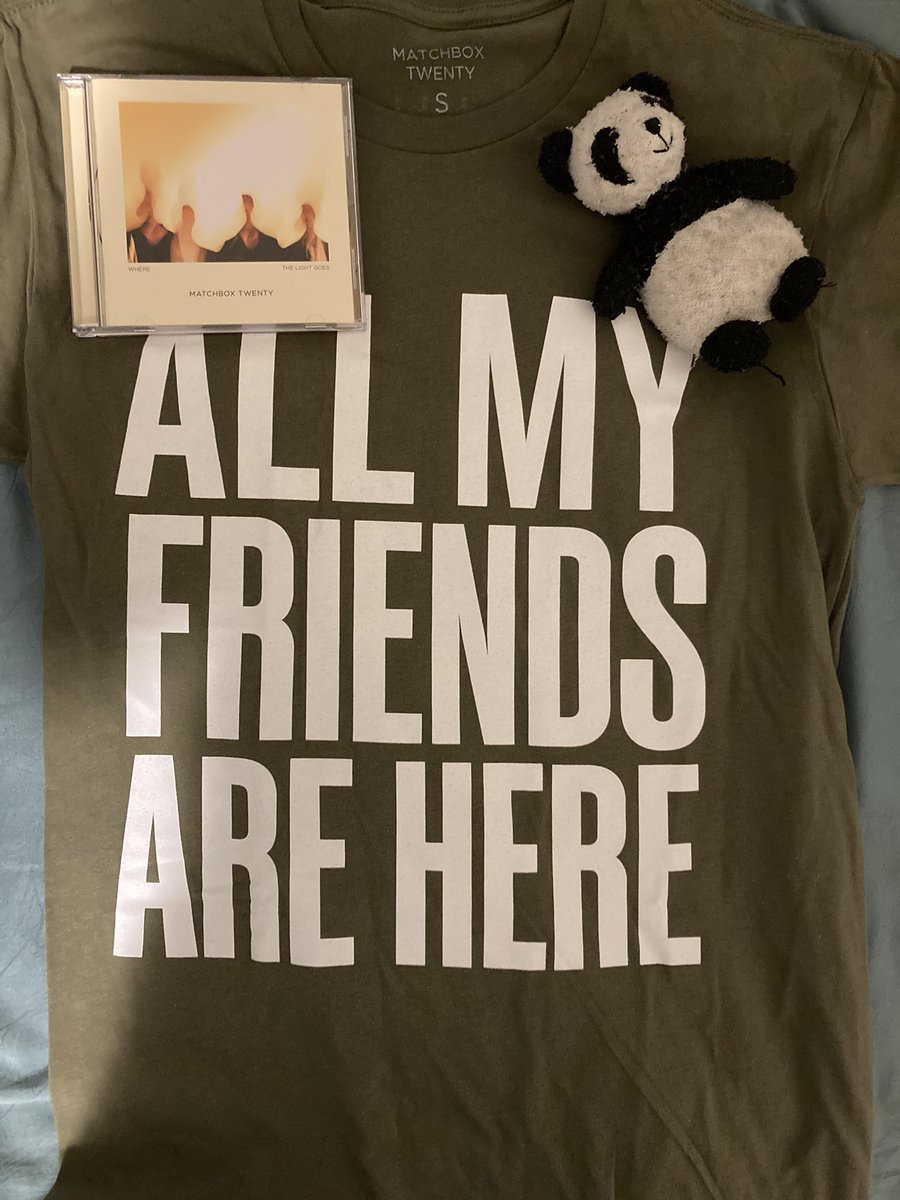 Adventure_Gauss's tweet photo. Got a package in the mail! #allmyfriendsarehere #friends #wherethelightgoes #matchboxtwenty #mb20 @MatchboxTwenty @StalkingKyle @ThisIsRobThomas @RepairMethod #bandtshirt #kylecook #robthomas #pauldoucette #brianyale #mattbeck #matchbox20 #newshirt https://t.co/L3S7FHeKMD