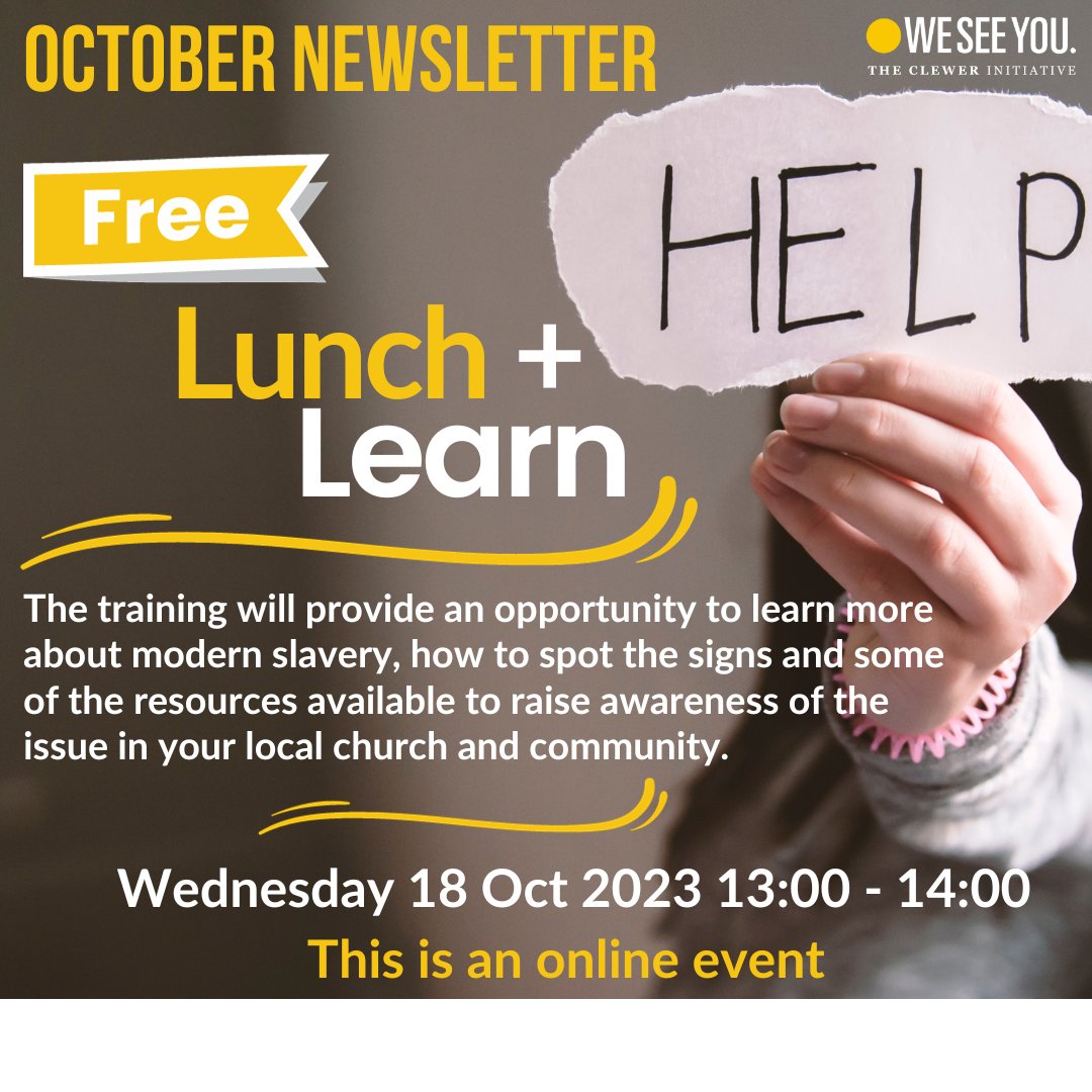 theclewer's tweet image. 🆓 Join us at 1pm on 18 October, #AntiSlaveryDay, for a free ONLINE training session to raise your awareness of #ModernSlavery &amp;amp; help you spot the signs

ℹ️ The session is hosted by Director of .@theclewer Caroline Virgo

🆓 Book your free place here 🔗 bit.ly/3ZLvLAr