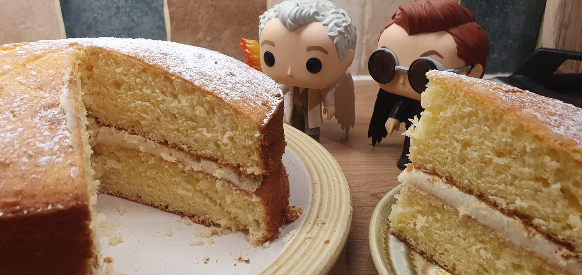 Lemon cake with lemon curd buttercream! 😋 #GoodOmens #BakingWithAziraphale #HomemadeCake #GoodOmensFunkos #FunWithFunkos