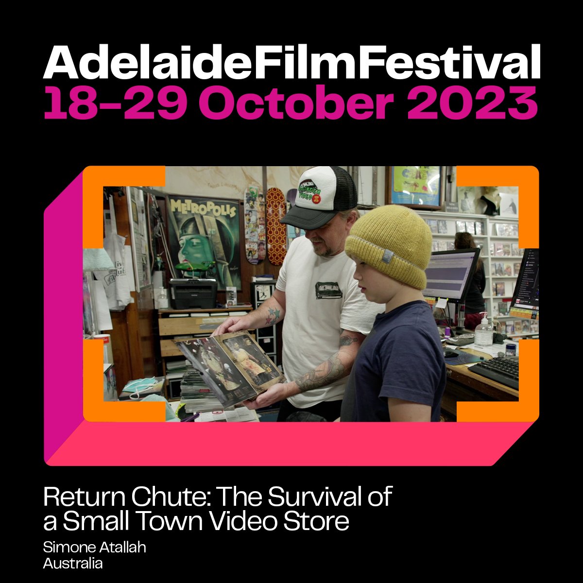 AviatrixFilms's tweet photo. We can't contain the excitement! @AdlFilmFest kicks off very soon with an outstanding program.
Our short #documentary Return Chute: The Survival of a Small Town Video Store screens with SCALA!!! on Sun 22 Oct at 2pm and Fri 27 Oct at 7pm. 
Tix at https://t.co/2wrFoguFDJ
#AFF2023 https://t.co/8GPwDaP53m